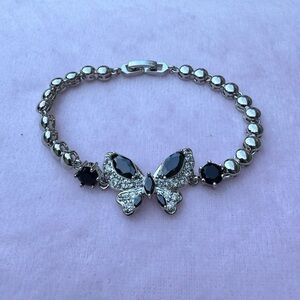 Gold Plated Silver and Black Butterfly Bracelet NWT